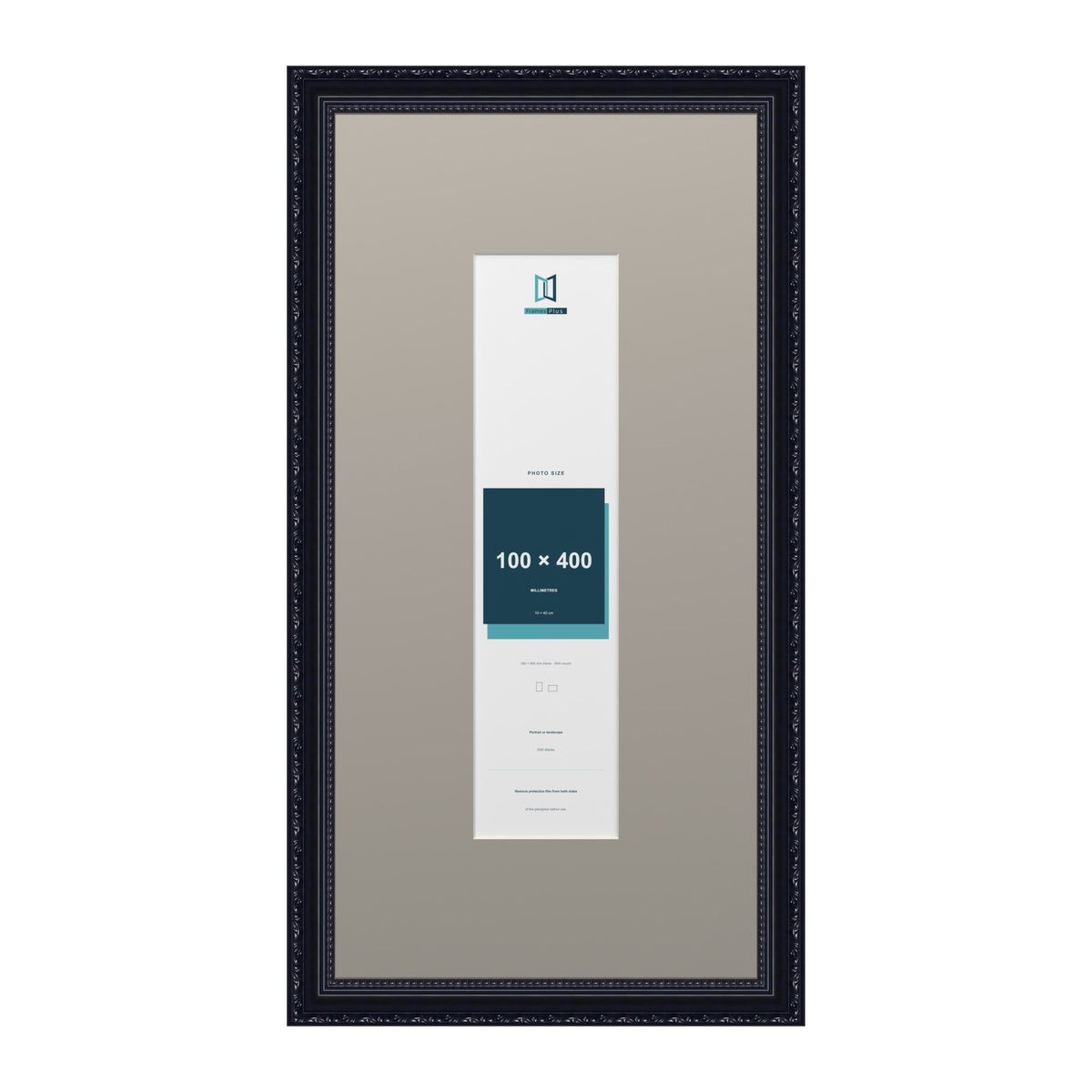 Louis Range Black Picture, Photo & Poster Frame with Dawn Grey Mount - 60x30cm Frame for 40x10cm Photo, Black