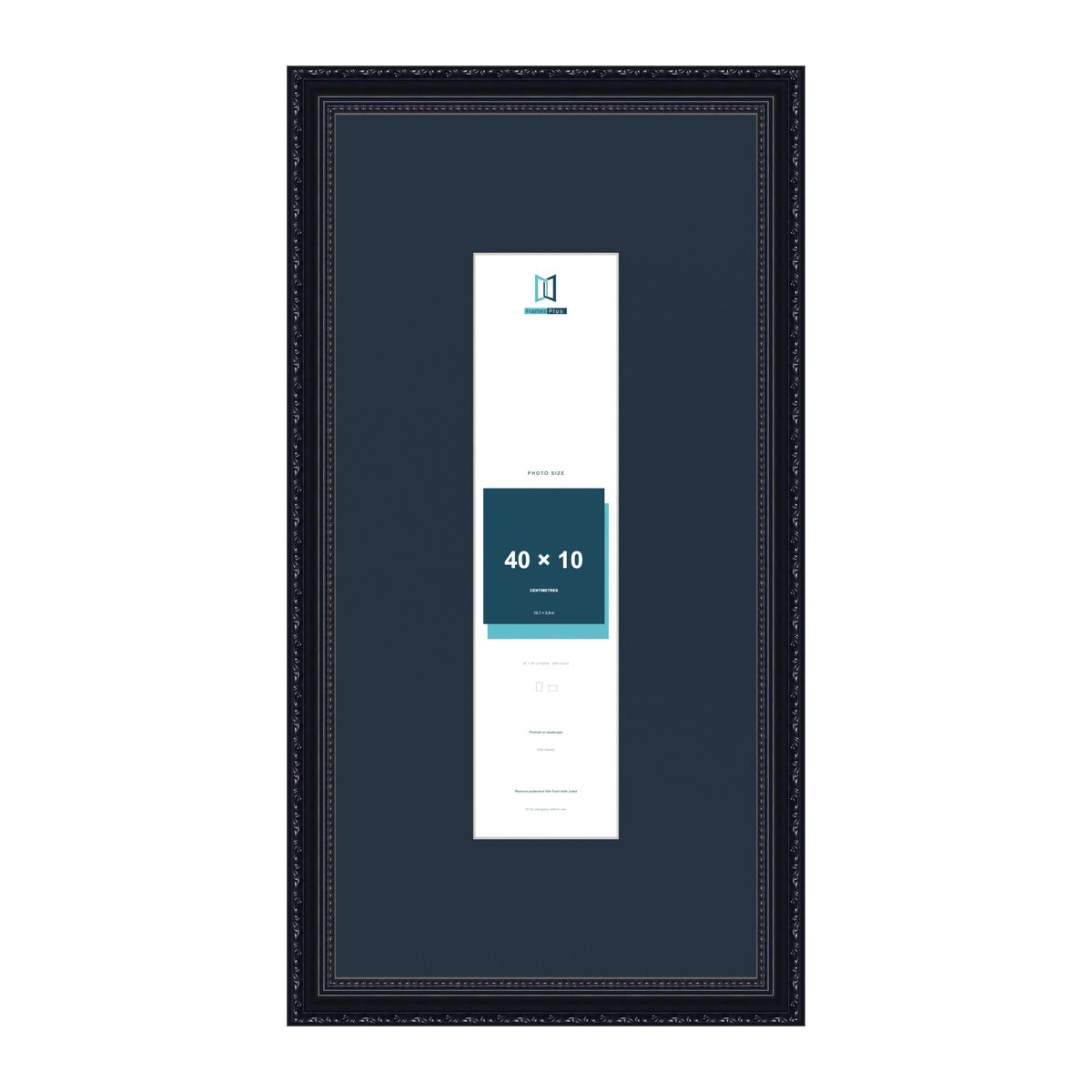 Louis Range Black Picture, Photo & Poster Frame with Pacific Blue Mount - 60x30cm Frame for 40x10cm Photo, Black