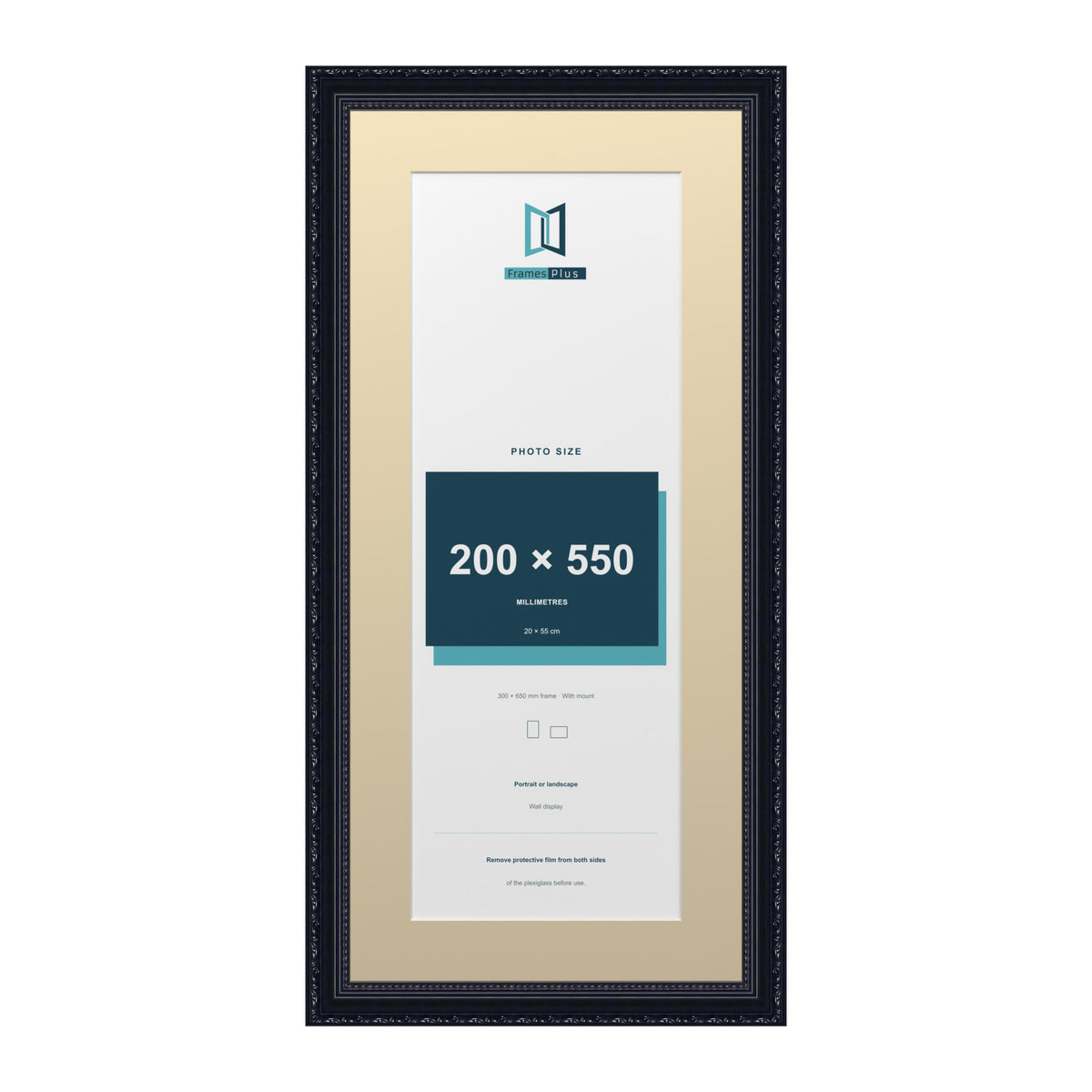 Louis Range Black Picture, Photo & Poster Frame with Ivory Mount - 65x30cm Frame for 55x20cm Photo, Black