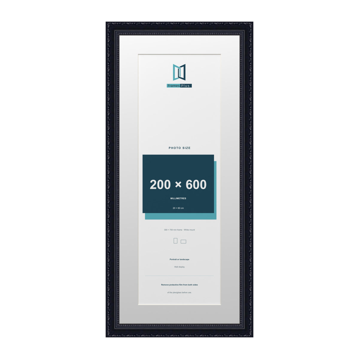 Louis Range Black Picture, Photo & Poster Frame with White Mount - 70x30cm Frame for 60x20cm Photo, Black