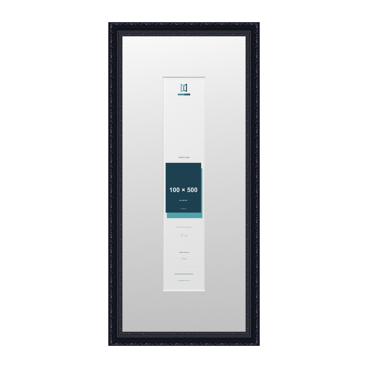 Louis Range Black Picture, Photo & Poster Frame with White Mount - 70x30cm Frame for 50x10cm Photo, Black