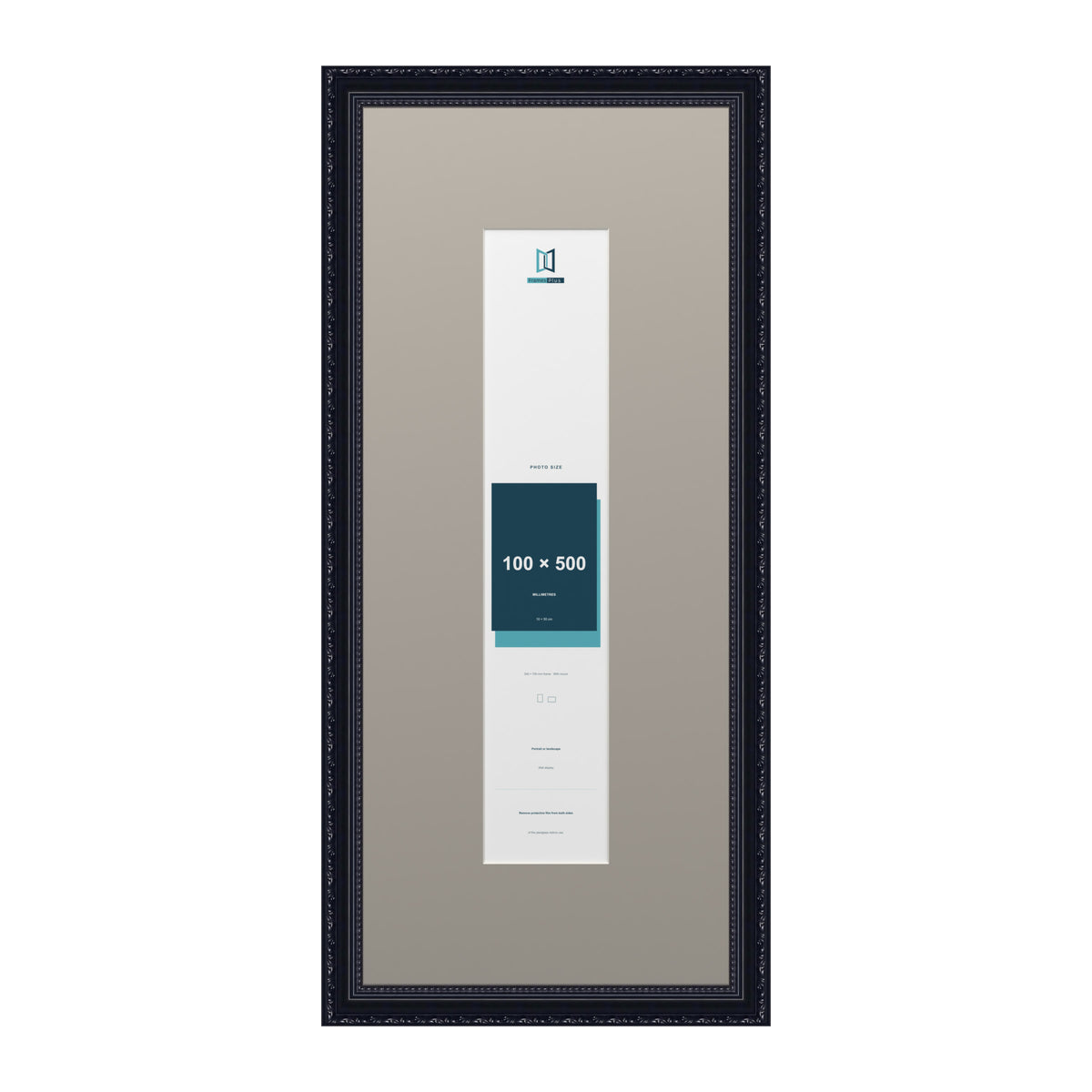 Louis Range Black Picture, Photo & Poster Frame with Dawn Grey Mount - 70x30cm Frame for 50x10cm Photo, Black
