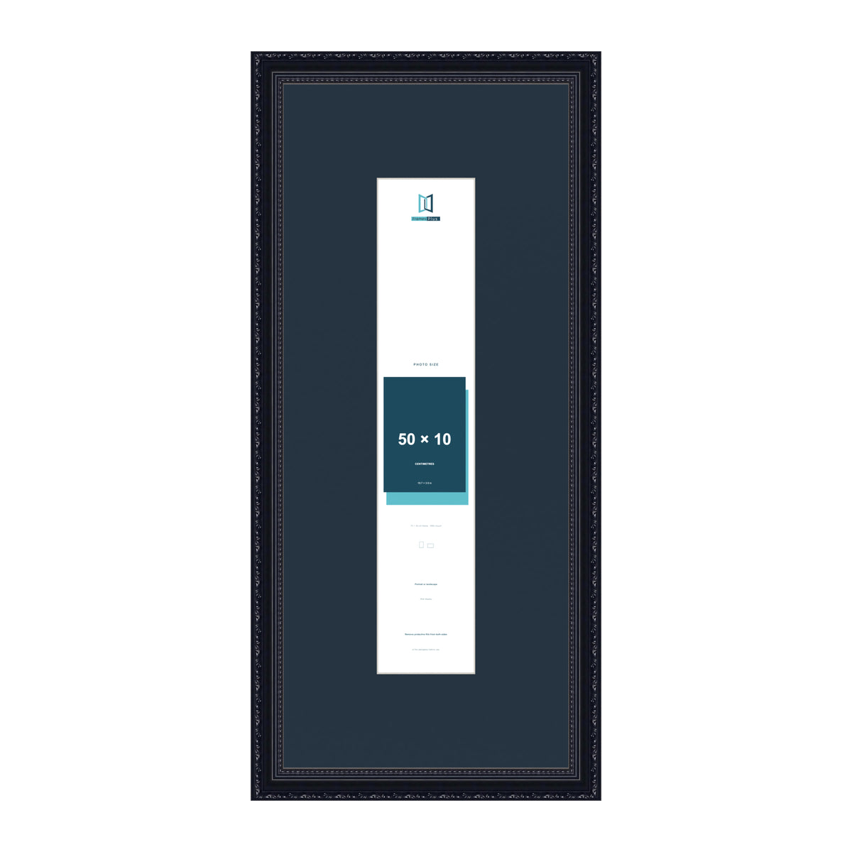 Louis Range Black Picture, Photo & Poster Frame with Pacific Blue Mount - 70x30cm Frame for 50x10cm Photo, Black