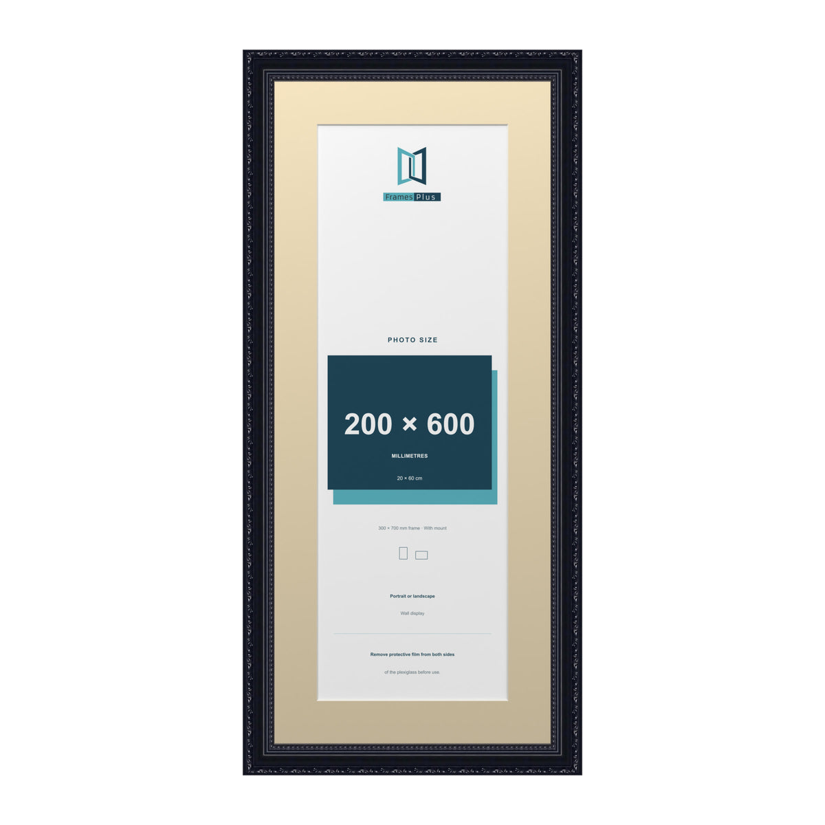 Louis Range Black Picture, Photo & Poster Frame with Ivory Mount - 70x30cm Frame for 60x20cm Photo, Black