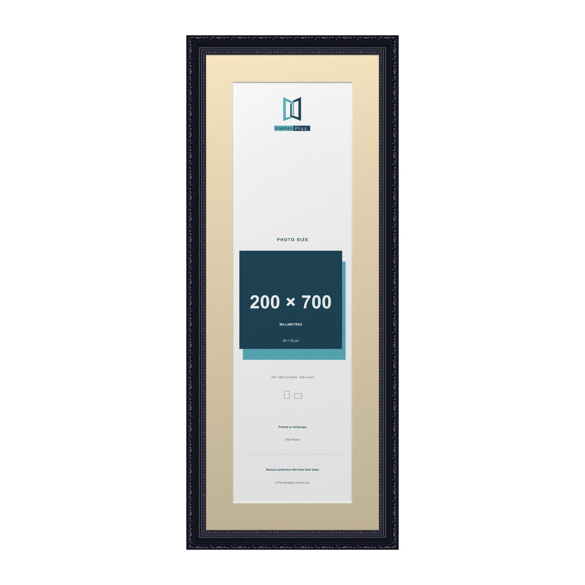 Louis Range Black Picture, Photo & Poster Frame with Ivory Mount - 80x30cm Frame for 70x20cm Photo, Black