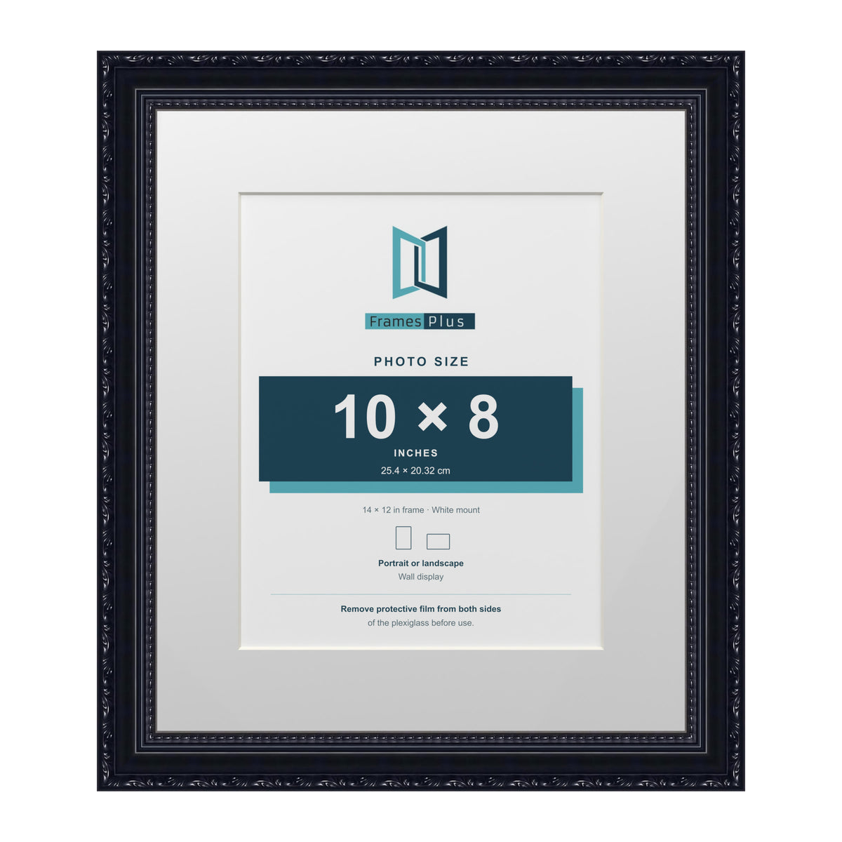 Louis Range Black Picture, Photo & Poster Frame with White Mount - 14x12" Frame for 10x8" Photo, Black