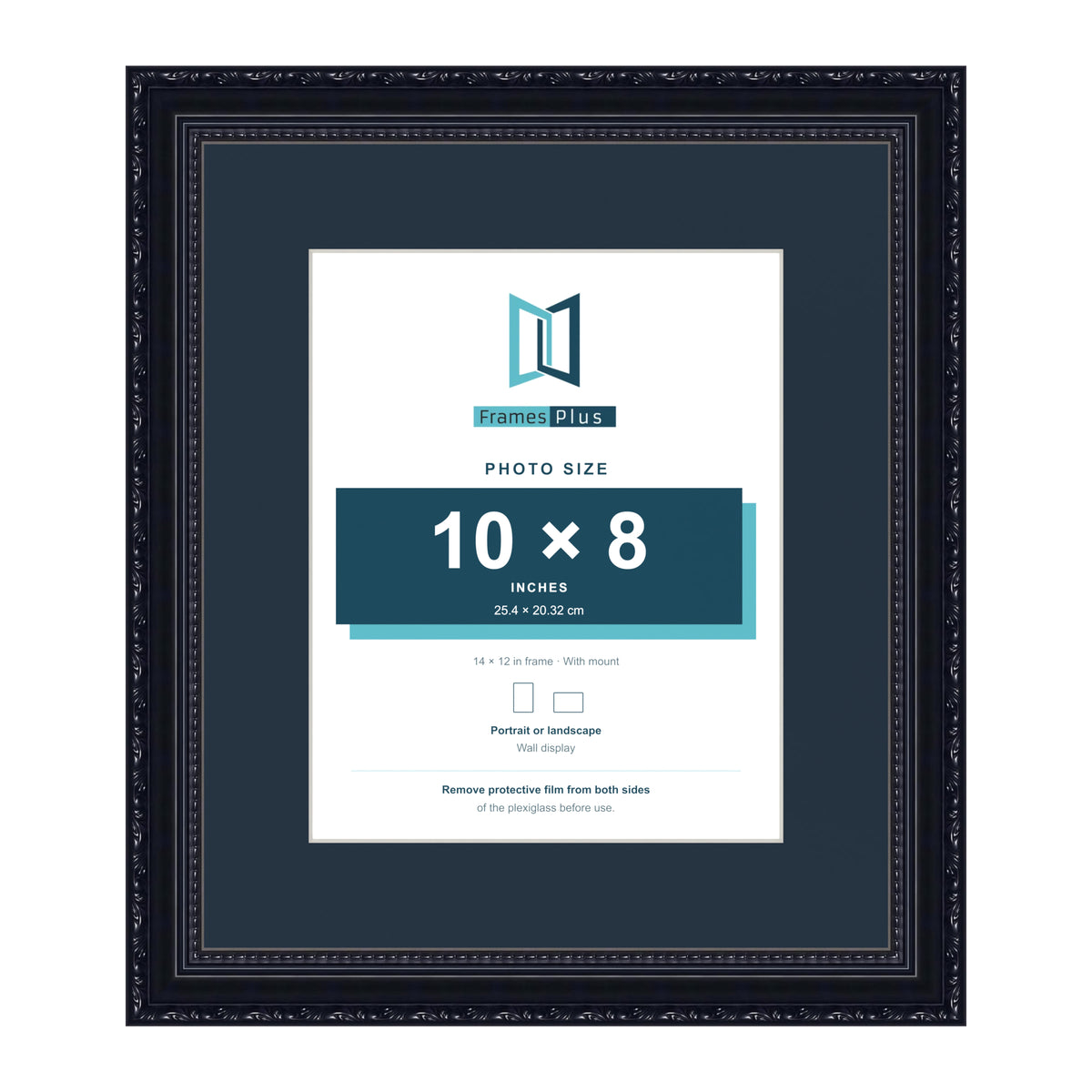 Louis Range Black Picture, Photo & Poster Frame with Pacific Blue Mount - 14x12" Frame for 10x8" Photo, Black