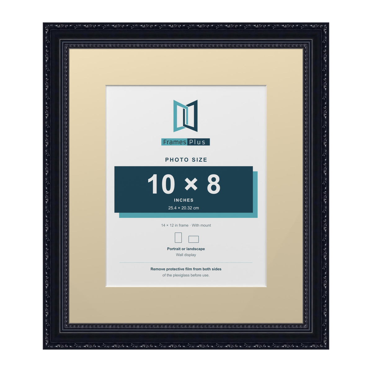Louis Range Black Picture, Photo & Poster Frame with Ivory Mount - 14x12" Frame for 10x8" Photo, Black