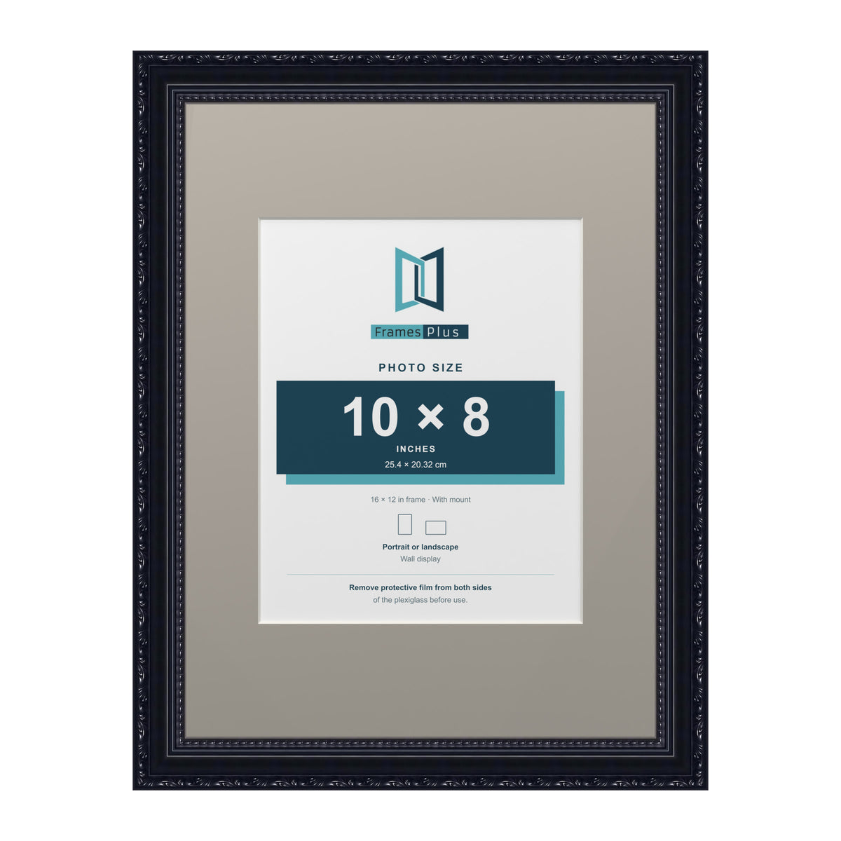 Louis Range Black Picture, Photo & Poster Frame with Dawn Grey Mount - 16x12" Frame for 10x8" Photo, Black