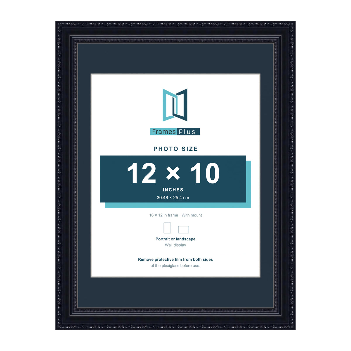 Louis Range Black Picture, Photo & Poster Frame with Pacific Blue Mount - 16x12" Frame for 12x10" Photo, Black