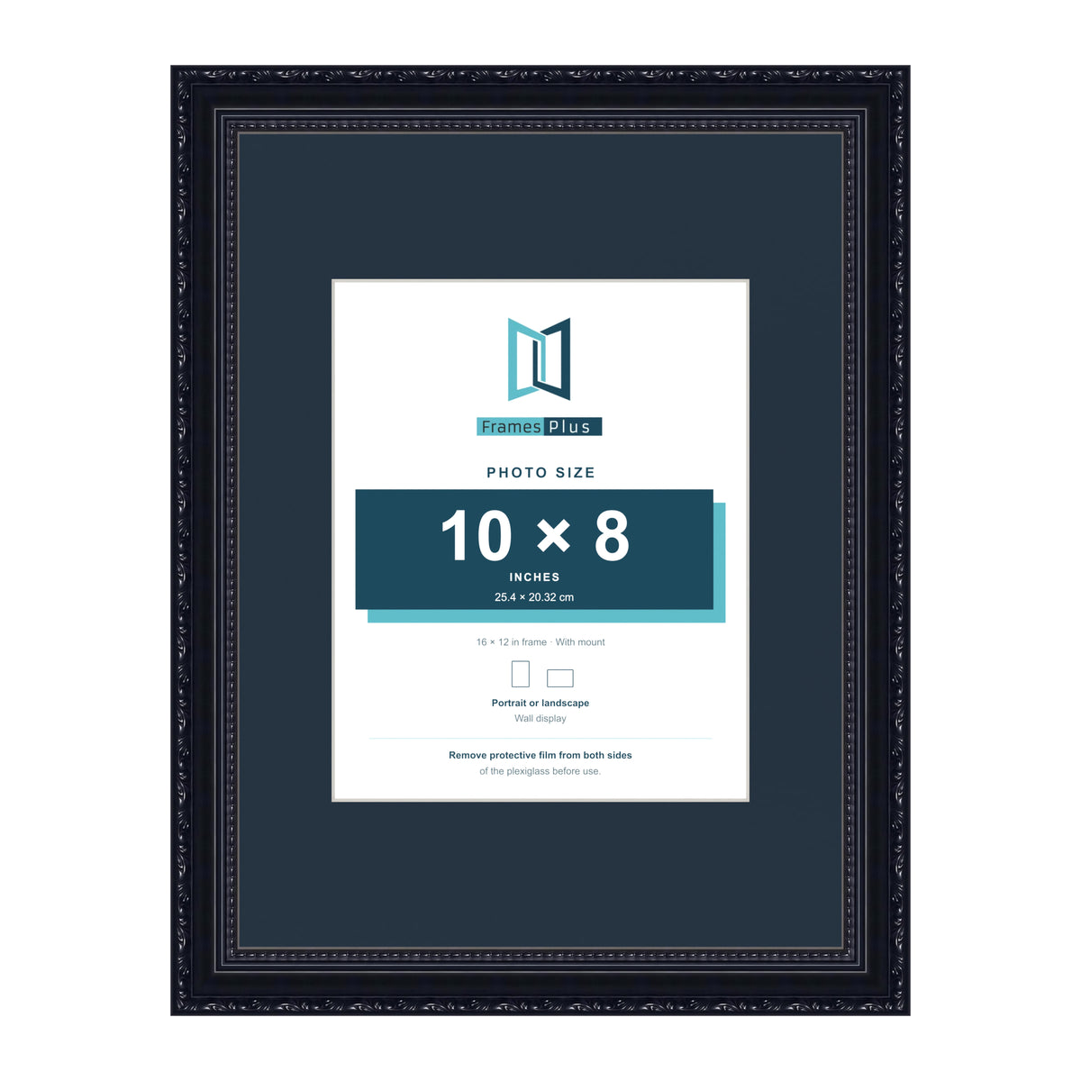 Louis Range Black Picture, Photo & Poster Frame with Pacific Blue Mount - 16x12" Frame for 10x8" Photo, Black