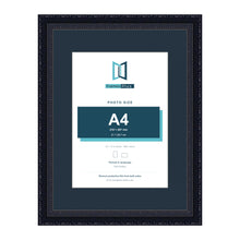 Louis Range Black Picture, Photo & Poster Frame with Pacific Blue Mount - 16x12" Frame for A4 Photo, Black