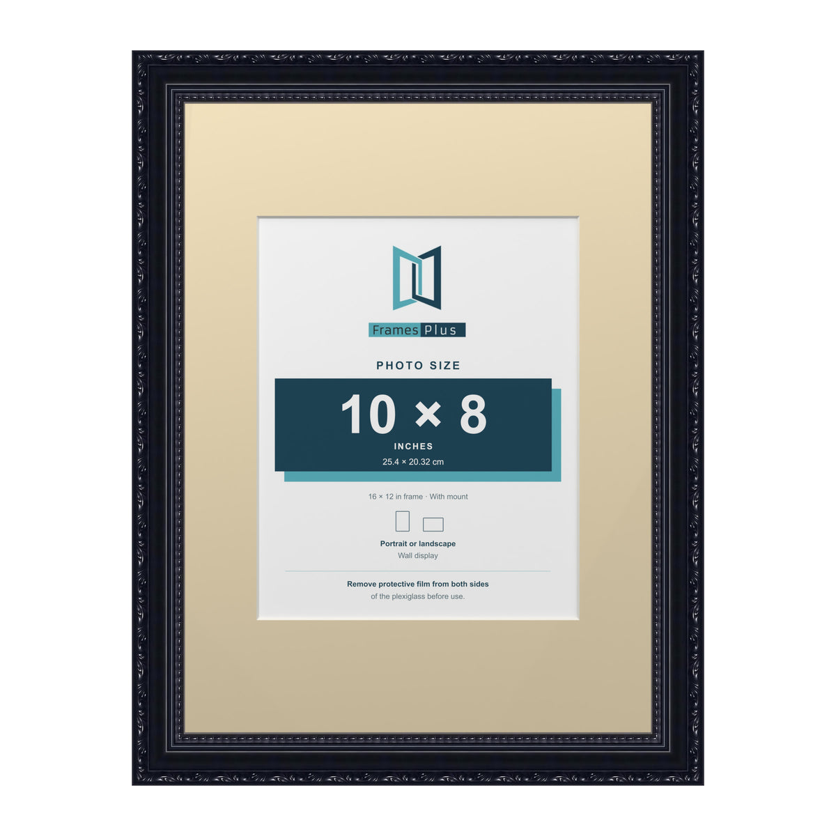 Louis Range Black Picture, Photo & Poster Frame with Ivory Mount - 16x12" Frame for 10x8" Photo, Black