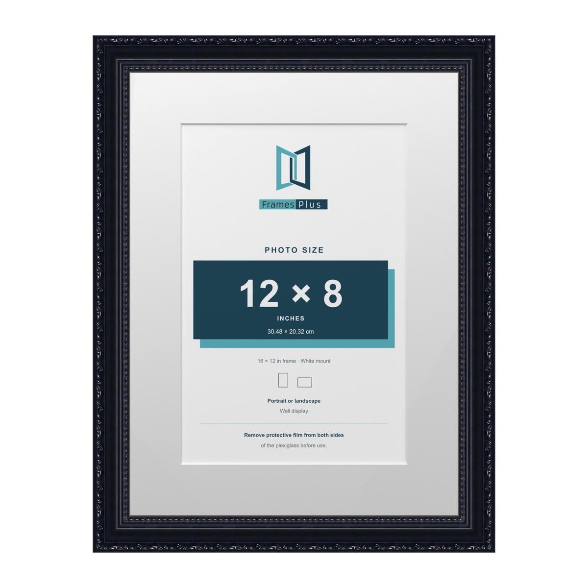 Louis Range Black Picture, Photo & Poster Frame with White Mount - 16x12" Frame for 12x8" Photo, Black