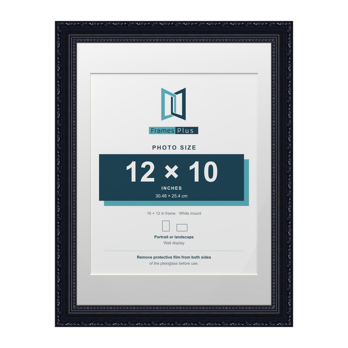 Louis Range Black Picture, Photo & Poster Frame with White Mount - 16x12" Frame for 12x10" Photo, Black