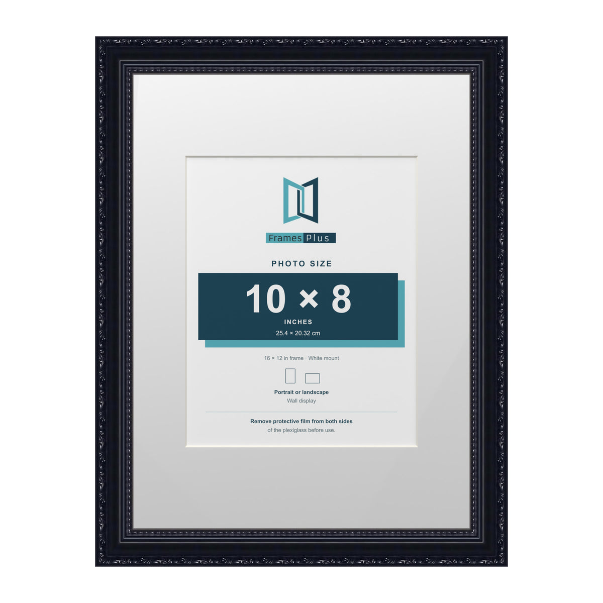Louis Range Black Picture, Photo & Poster Frame with White Mount - 16x12" Frame for 10x8" Photo, Black