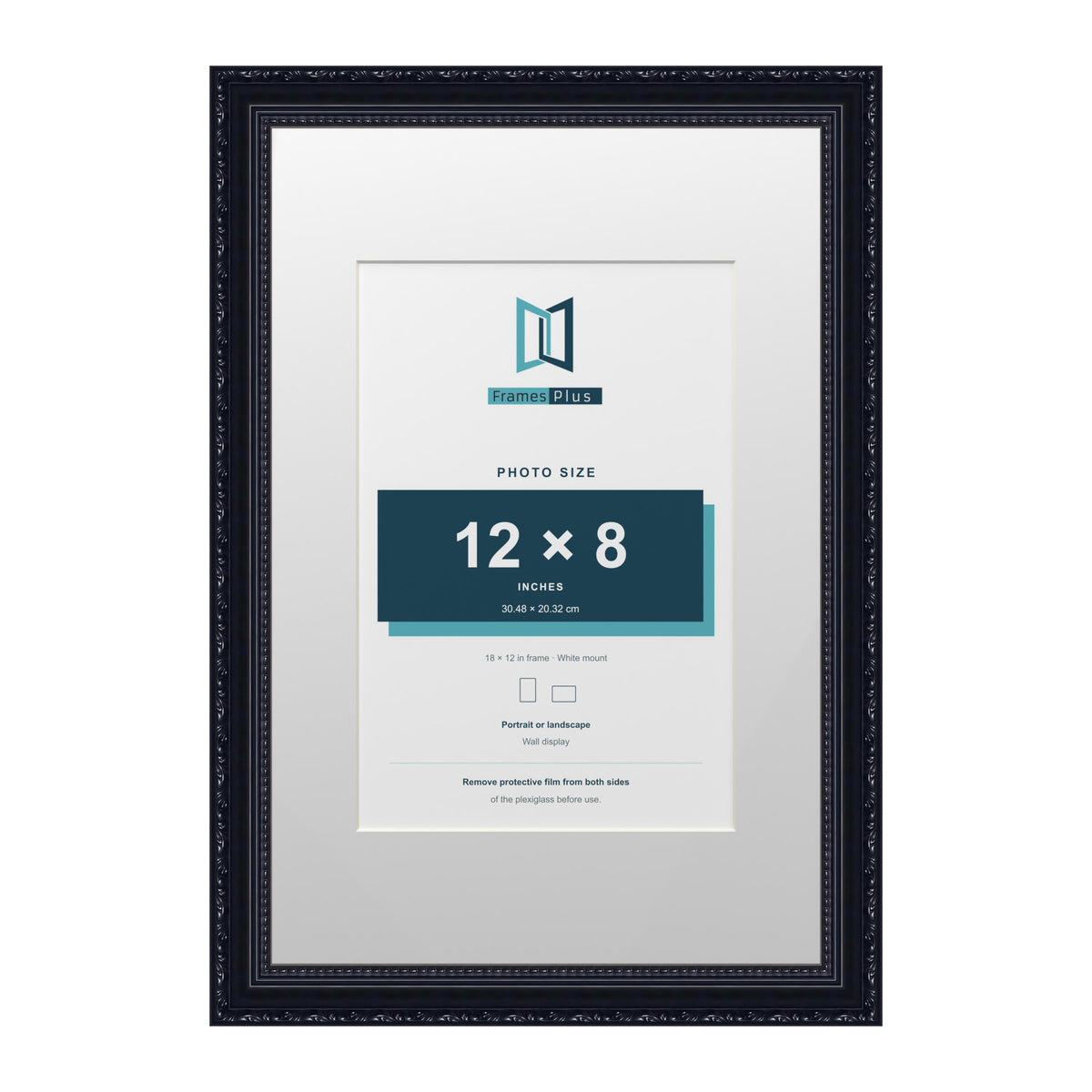 Louis Range Black Picture, Photo & Poster Frame with White Mount - 18x12" Frame for 12x8" Photo, Black
