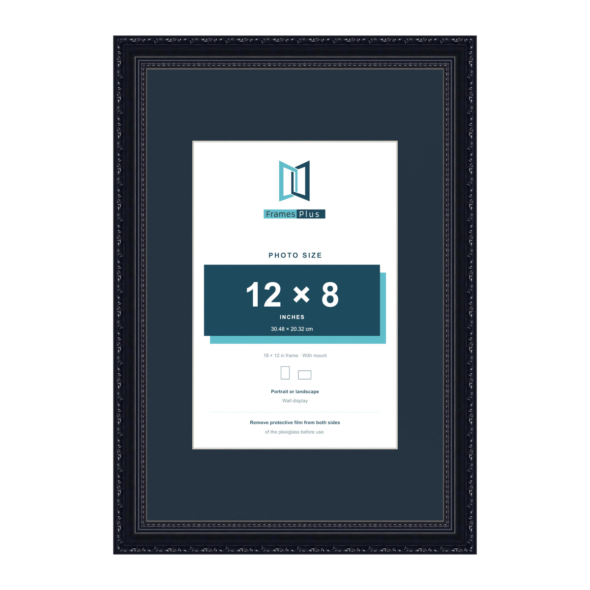 Louis Range Black Picture, Photo & Poster Frame with Pacific Blue Mount - 18x12" Frame for 12x8" Photo, Black