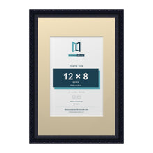 Louis Range Black Picture, Photo & Poster Frame with Ivory Mount - 18x12" Frame for 12x8" Photo, Black