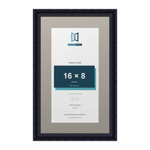 Louis Range Black Picture, Photo & Poster Frame with Dawn Grey Mount - 20x12" Frame for 16x8" Photo, Black