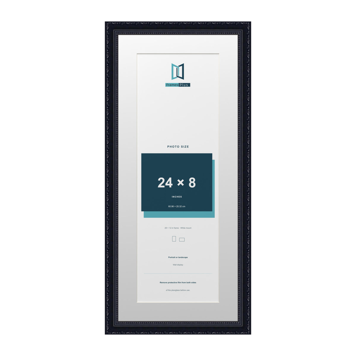 Louis Range Black Picture, Photo & Poster Frame with White Mount - 28x12" Frame for 24x8" Photo, Black