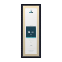 Louis Range Black Picture, Photo & Poster Frame with Ivory Mount - 36x12" Frame for 32x8" Photo, Black