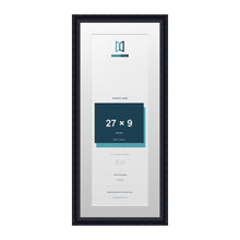 Louis Range Black Picture, Photo & Poster Frame with White Mount - 31x13" Frame for 27x9" Photo, Black