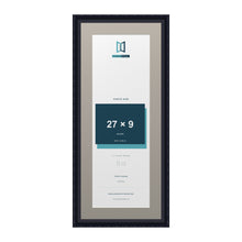 Louis Range Black Picture, Photo & Poster Frame with Dawn Grey Mount - 31x13" Frame for 27x9" Photo, Black