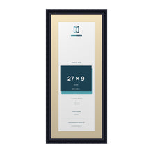 Louis Range Black Picture, Photo & Poster Frame with Ivory Mount - 31x13" Frame for 27x9" Photo, Black