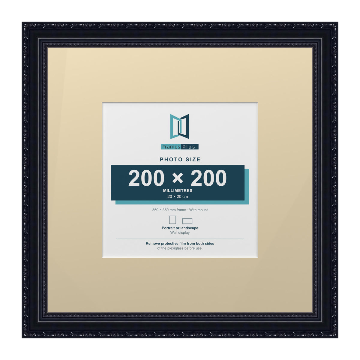 Louis Range Black Picture, Photo & Poster Frame with Ivory Mount - 35x35cm Frame for 20x20cm Photo, Black