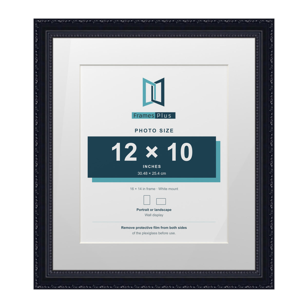 Louis Range Black Picture, Photo & Poster Frame with White Mount - 16x14" Frame for 12x10" Photo, Black