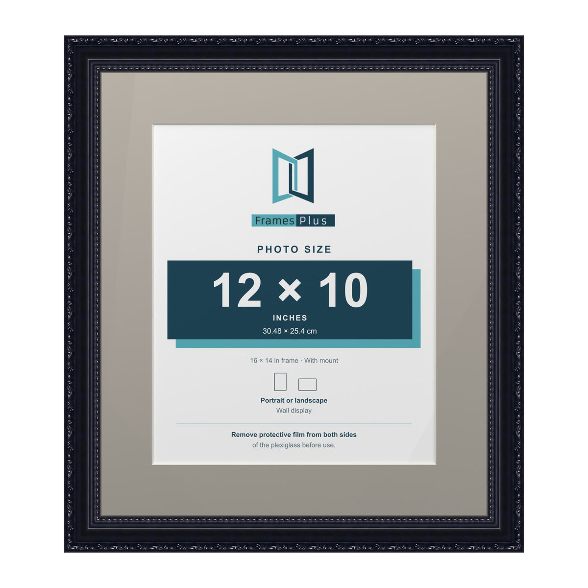 Louis Range Black Picture, Photo & Poster Frame with Dawn Grey Mount - 16x14" Frame for 12x10" Photo, Black