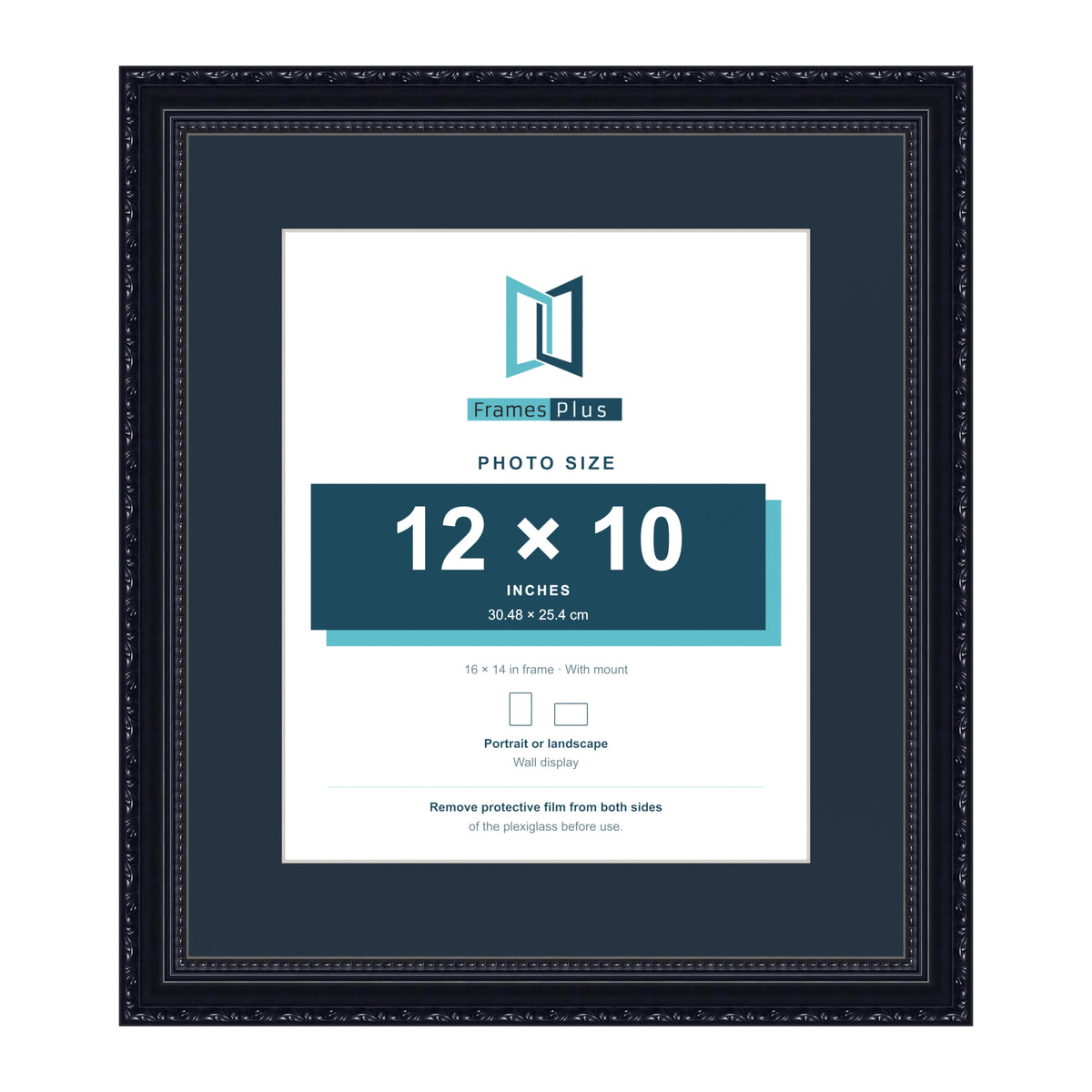 Louis Range Black Picture, Photo & Poster Frame with Pacific Blue Mount - 16x14" Frame for 12x10" Photo, Black