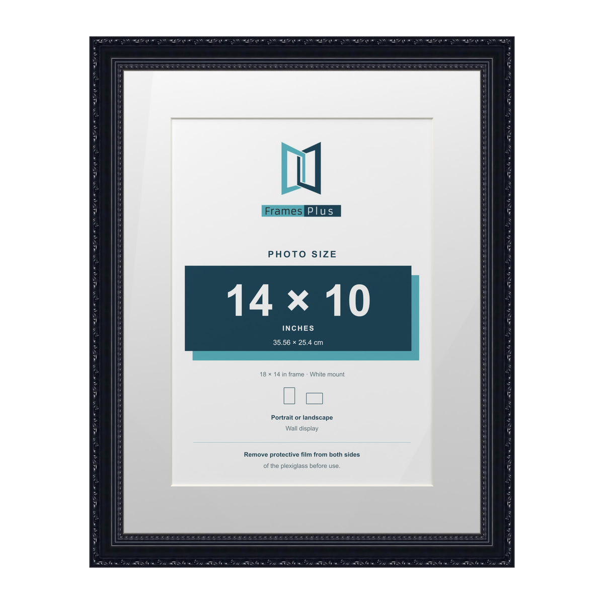 Louis Range Black Picture, Photo & Poster Frame with White Mount - 18x14" Frame for 14x10" Photo, Black