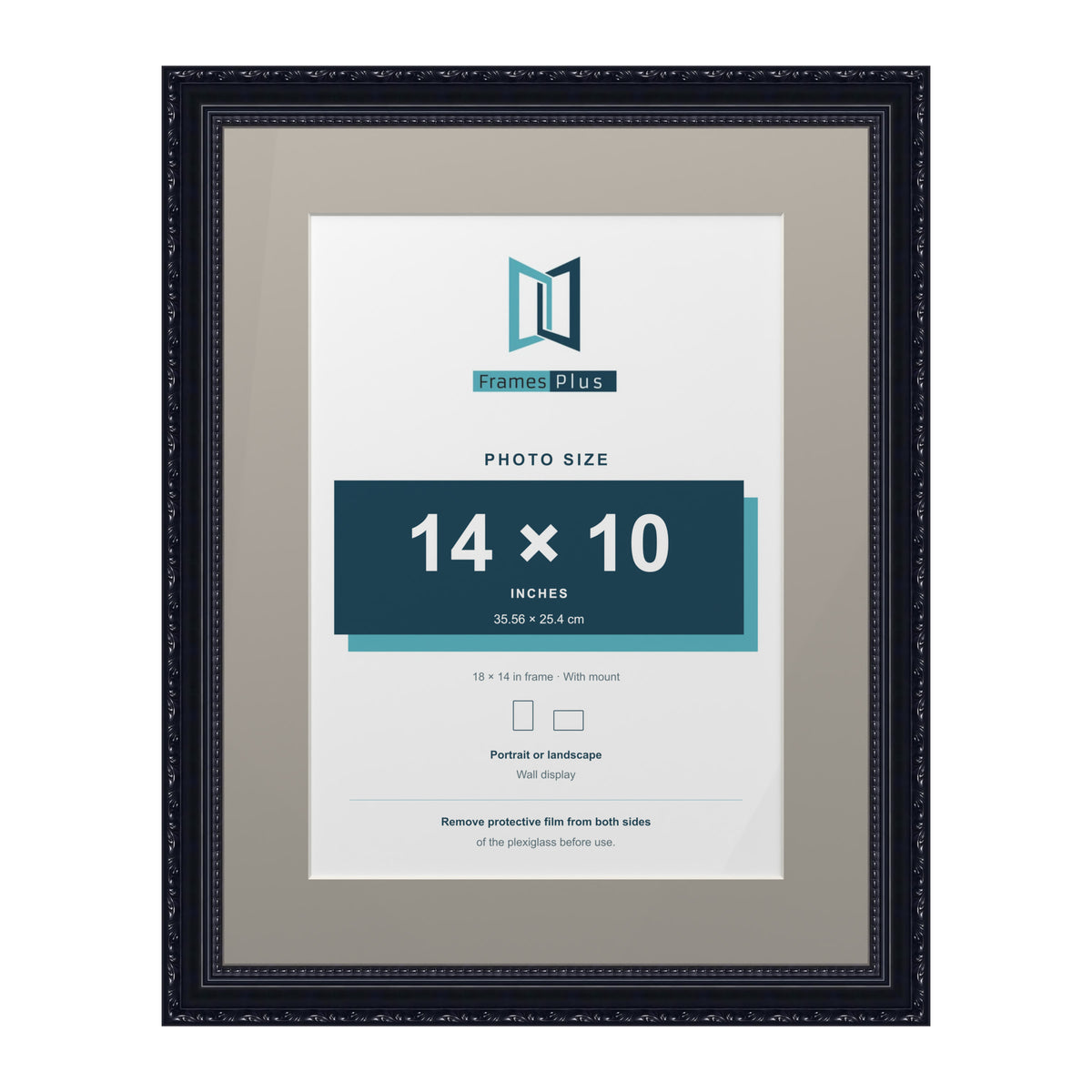 Louis Range Black Picture, Photo & Poster Frame with Dawn Grey Mount - 18x14" Frame for 14x10" Photo, Black
