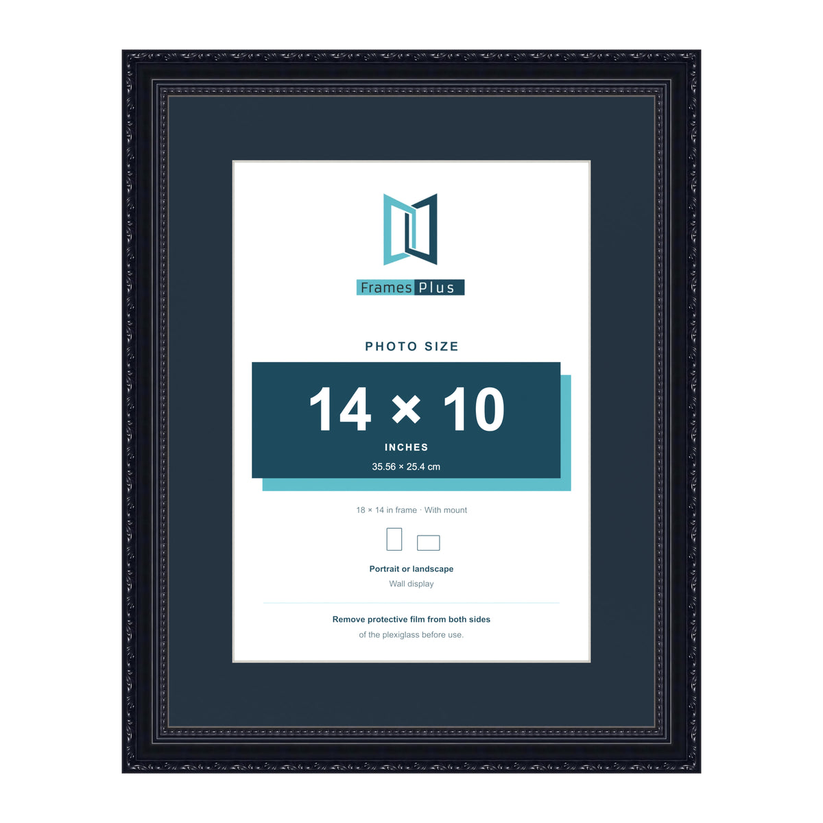 Louis Range Black Picture, Photo & Poster Frame with Pacific Blue Mount - 18x14" Frame for 14x10" Photo, Black