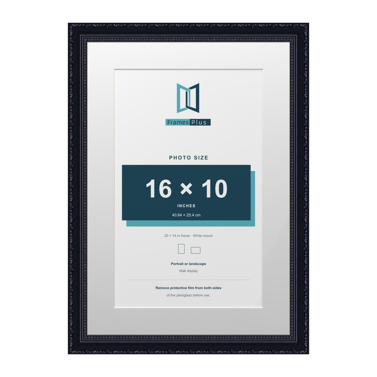 Louis Range Black Picture, Photo & Poster Frame with White Mount - 20x14" Frame for 16x10" Photo, Black