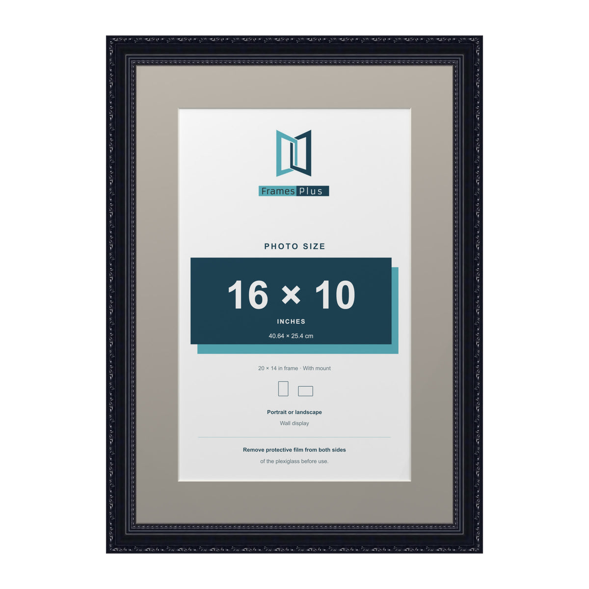 Louis Range Black Picture, Photo & Poster Frame with Dawn Grey Mount - 20x14" Frame for 16x10" Photo, Black