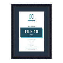 Louis Range Black Picture, Photo & Poster Frame with Pacific Blue Mount - 20x14" Frame for 16x10" Photo, Black