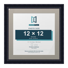 Louis Range Black Picture, Photo & Poster Frame with Dawn Grey Mount - 15x15" Frame for 12x12" Photo, Black