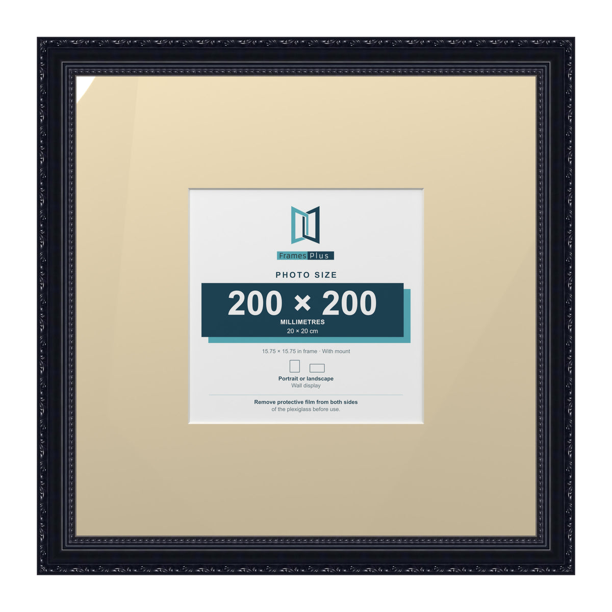 Louis Range Black Picture, Photo & Poster Frame with Ivory Mount - 40x40cm Frame for 20x20cm Photo, Black