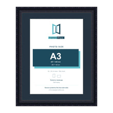 Louis Range Black Picture, Photo & Poster Frame with Pacific Blue Mount - 50x40cm Frame for A3 Photo, Black