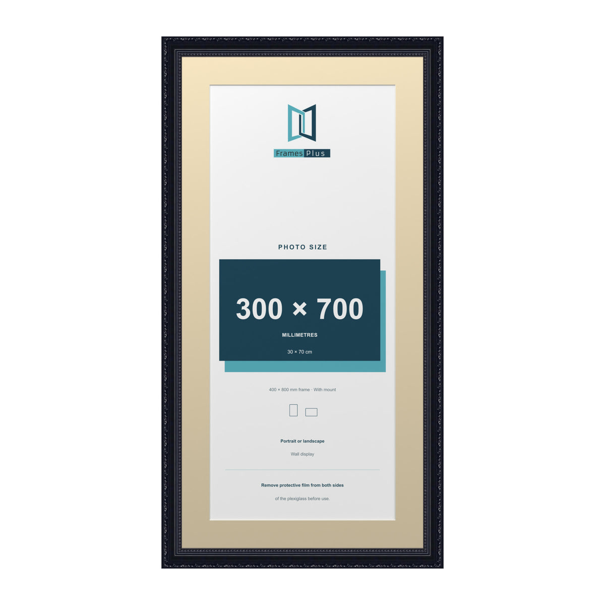 Louis Range Black Picture, Photo & Poster Frame with Ivory Mount - 80x40cm Frame for 70x30cm Photo, Black