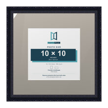 Louis Range Black Picture, Photo & Poster Frame with Dawn Grey Mount - 16x16" Frame for 10x10" Photo, Black