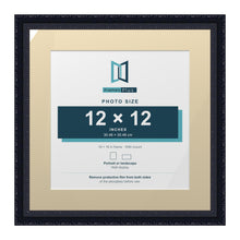 Louis Range Black Picture, Photo & Poster Frame with Ivory Mount - 16x16" Frame for 12x12" Photo, Black