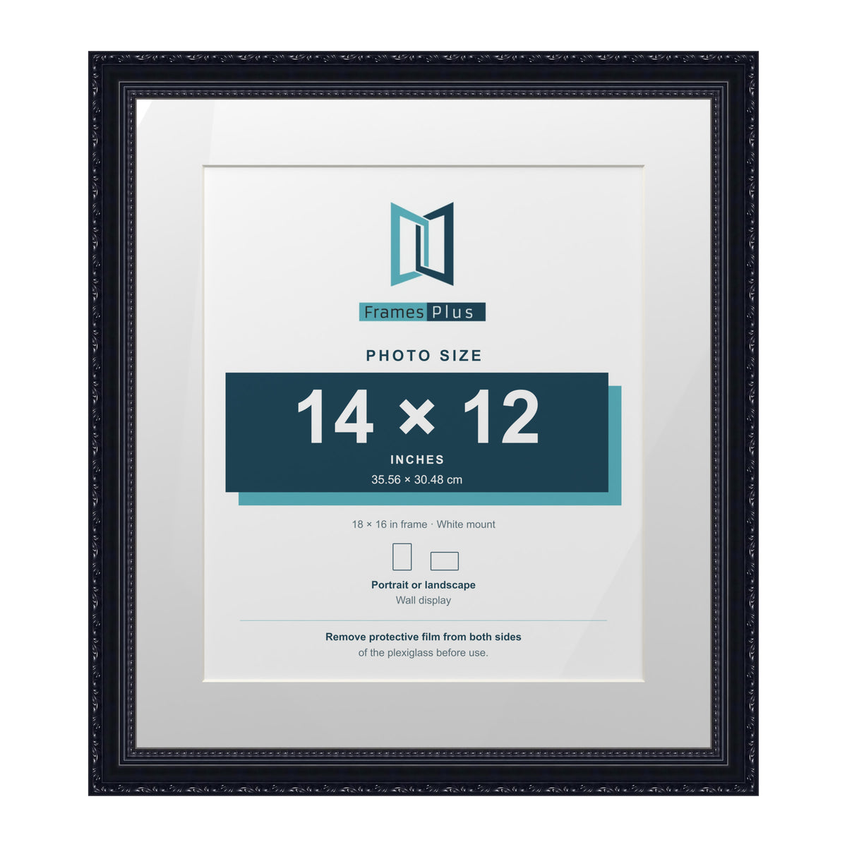 Louis Range Black Picture, Photo & Poster Frame with White Mount - 18x16" Frame for 14x12" Photo, Black