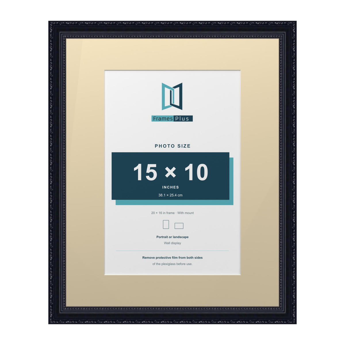 Louis Range Black Picture, Photo & Poster Frame with Ivory Mount - 20x16" Frame for 15x10" Photo, Black