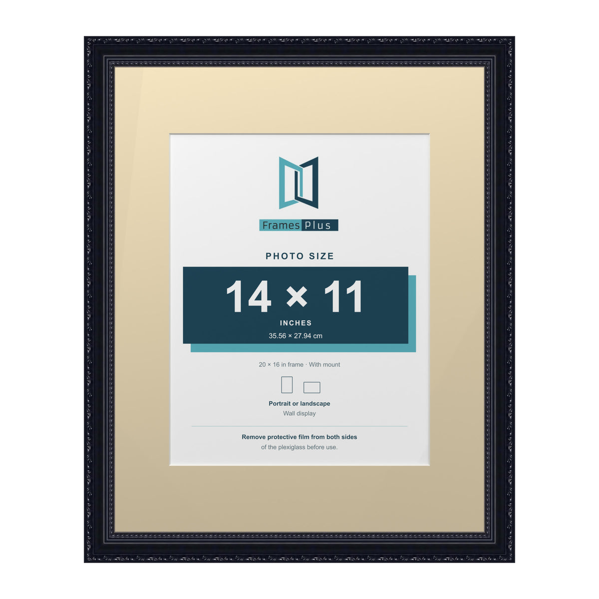 Louis Range Black Picture, Photo & Poster Frame with Ivory Mount - 20x16" Frame for 14x11" Photo, Black