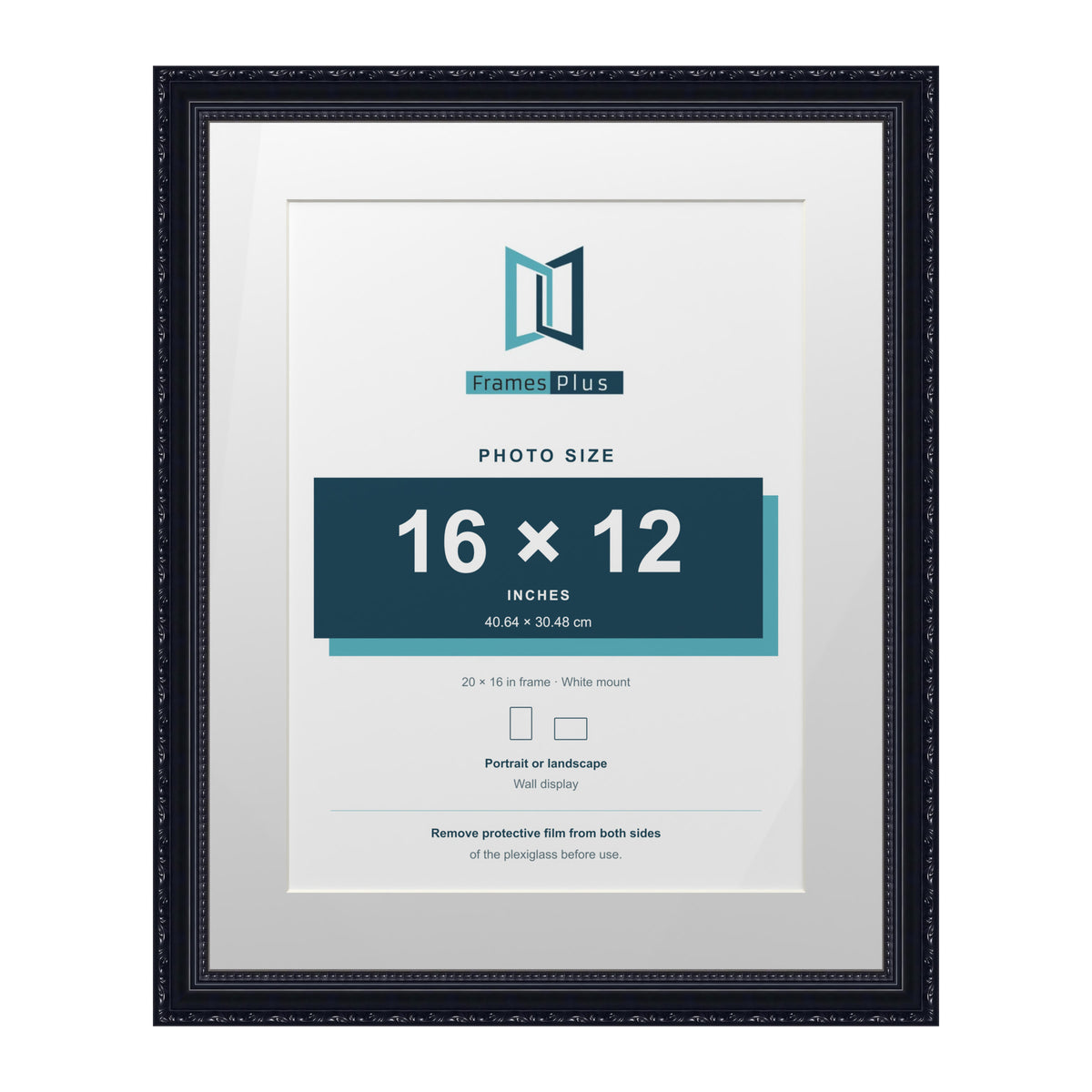 Louis Range Black Picture, Photo & Poster Frame with White Mount - 20x16" Frame for 16x12" Photo, Black