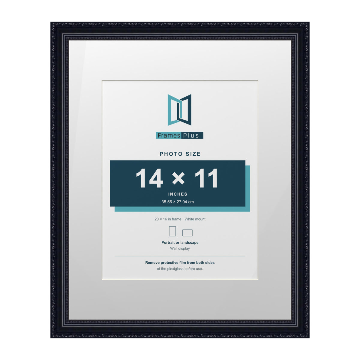 Louis Range Black Picture, Photo & Poster Frame with White Mount - 20x16" Frame for 14x11" Photo, Black